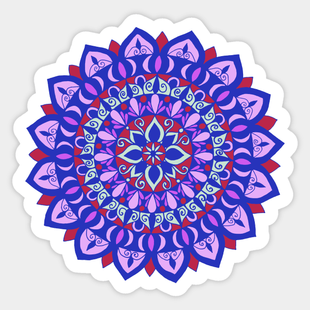 Flower Mandala Blue Sticker by MitaDreamDesign